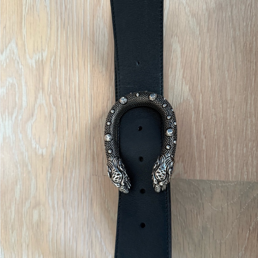 Authentic Gucci Moon calfskin Dionysus Black Belt
